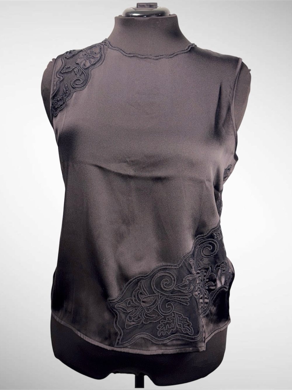 Women’s Joie Black Sleeveless Blouse with Lace Cutouts Size Large